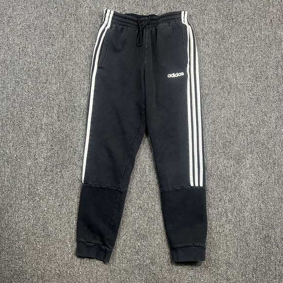 Adidas Y2K Athleisure Joggers Small Black White Stripe Tapered Fleece Sweatpants — photo 2